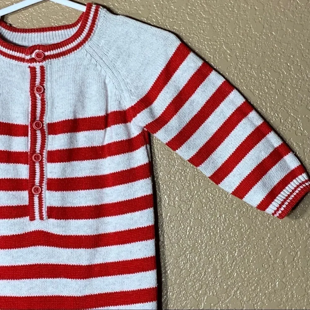 Cat & Jack baby red and white long sleeve one piece‎
